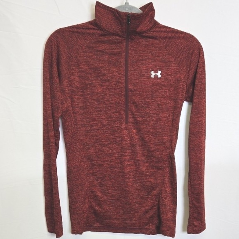 Under Armour Tech Twist ½‎ Zip Long Sleeve Pullover, Activewear, Red Heather, XS